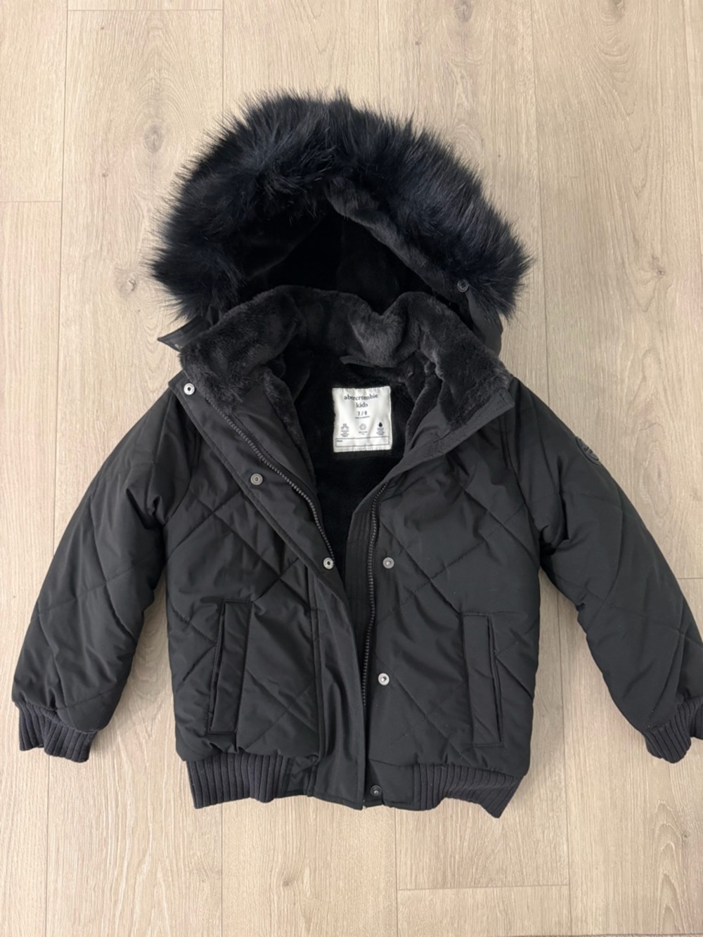 abercrombie kids Black Plush Hooded Jacket